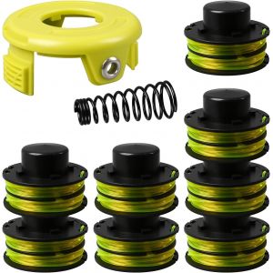 RAC118 Bobine de Rechange pour débroussailleuse Ryobi RLT3525S avec Couvercle de Bobine et Ressort,1,2 mm de diamètre 8,4 m de Long (8 bobines + 1 Couvercle + 1 Ressort) - Neuf