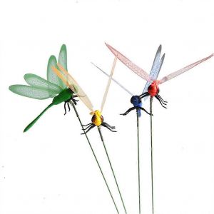 10PCS Libellule Piquets Cour Art En Plein Air 3D Simulation Décoratif Piquets Cour Plante Pelouse Décor Bâton Pot De Fleur Décor De Jardin - Neuf