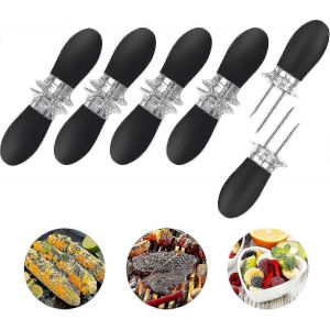 Noir 10pcs / 5 Paires De Porte-Maïs,Maïs En Acier Inoxydable Sur L'épi Bbq Fourchette Brochettes Pour La Cuisine À La Maison Parties Camping - Neuf