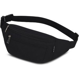 KALANKA-Sac Banane, Sac à la Taille Ceinture de Course Homme Femme Sacoche Banane Etanche Réglable pour Cyclisme Gym Balade Escalade Voyage Randonnée Vacances (Noir) - Neuf