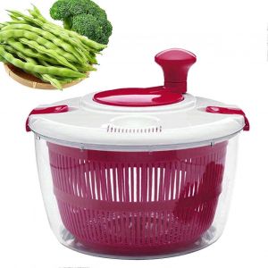 Essoreuse A Salade Grande Capacite 5l, Manuelle, Avec Couvercle A Verrouillage Securise Et Poignee Rotative, Rose Vif, Pour Fruits Et Legumes - Neuf