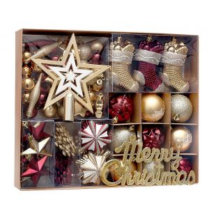 70pcs/Bo&icirc;te Assortiment De Joyeux No&euml;l Ornement Incassable Boule De No&euml;l &Eacute;toile De L'arbre De La Pendaison De Stockage De Flocon De Neige De F&ecirc;te De Vacances De D&eacute;coration - Neuf