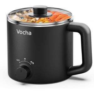 NouvelHorizonstore-Multicuiseur Electrique, petite marmite &eacute;lectrique en acier inoxydable 1,6 L, hot pot &eacute;lectrique portable pour chambre d'&eacute;tudiant/studio/h&ocirc;tel/camping/bureau - Noir - Neuf