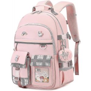 Sac &agrave; dos pour les filles,sac d'&eacute;cole de 15,6 pouces enfants maternelle coll&egrave;ge &eacute;l&eacute;mentaire sacs &agrave; dos Grands sacs de livres pour adolescentes filles femmes &eacute;tudiants journ&eacute;e de voyage d&eacute;contract&eacute; - Neuf