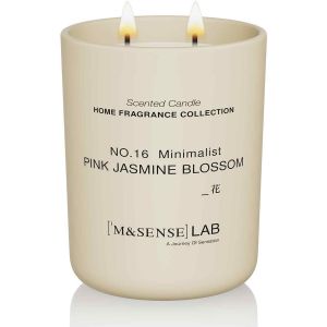 Bougie Naturelle &agrave; la Cire de Soja | Pink Jasmine Blossom | 470g | Bougie Parfum&eacute;e Minimaliste pour D&eacute;tente, Cadeaux, D&eacute;coration Int&eacute;rieure | Chambre, Bureau, Petites F&ecirc;tes - Neuf