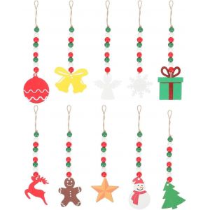 Bois, Perle Guirlande Ferme Le Th&egrave;me De No&euml;l De La Perle De La D&eacute;coration Avec Des Glands Pour La Chambre De B&eacute;b&eacute; Chambre Sur Le Mur DecorationChristmas DecorationsMulticolor1 - Neuf