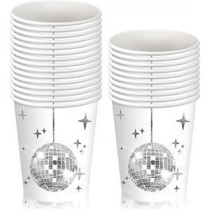 Lot De 25 Assiettes De Fête Disco Argentées En Carton De 22,4 Cm - Assiettes En Carton Disco - Accessoires De Fête Disco Pour Anniversaire, Mariage, Fête Disco Des Années 70,Pique - Niques Servis - Neuf