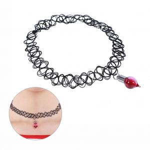 Collier Ras Du Cou Vampire Avec Pendentif En Forme De Bouteille De Plasma Et De Sang Pour Halloween #7 - Neuf