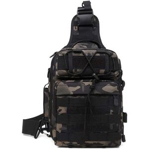 Sac a Bandoulière Homme Sacoche Militaire Molle Sacs de sport Bandoulière Poitrine Tactique Assaut pour Camping,Randonnée,Voyage,Chasse,Pêche - Neuf