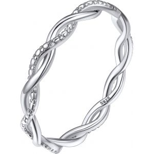 Kal-Bague Infini Pour Femme Fille Couple Bague En Argent 925 Figure 8 Bague De Promesse Bijoux De Fiancaille Zircon Brillant T47-T67 Blanc/Or Rose - Neuf