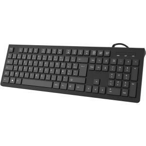Clavier Ordinateur, Clavier Filaire AZERTY Français, Clavier USB Plug Play, Touches Chiclet à Profil Bas, Pavé Numérique, Indicateurs de Majuscules, Pieds Pliables, Lettres Anti-dégâts et Anti-Usure - Neuf