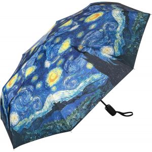 Parapluie De Poche Vincent Van Gogh Nuit &Eacute;toil&eacute;e Art R&eacute;sistant Au Vent Ouverture-Fermeture Automatique Stable L&eacute;ger Compact - Neuf