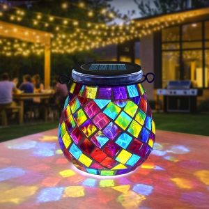 Tianyi-1 Lampe Solaire En Mosa&iuml;que Ovale Pour L'ext&eacute;rieur, En Verre On/Off Mosa&iuml;que - Lampe De Table &Agrave; Suspendre - &Eacute;tanche Ip65 - Pour Pelouse, Chemin, Cour, Terrasse, Sol, &Eacute;tang, Mosa&iuml;que Carr&eacute;e - Neuf