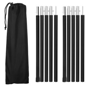 Auvent De Tente D'ext&eacute;rieur En Alu De 2 M Noir 2pcs Avec Poteau De Support Pliable Pour Randonn&eacute;e Et Camping - Neuf