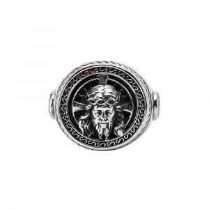 Chevalière Homme Argent Tête Jésus Christ - Neuf