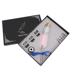 Stylo plume classique vintage, stylo de calligraphie, plume d'oie, ensemble de stylos a plume (rose) - Neuf
