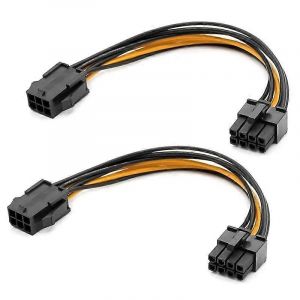 Paquet de 2 cartes graphiques 6 broches à 8 broches Câble d'alimentation PCIe (câble d'alimentation de la carte graphique vidéo GPU) 78 pouces - Neuf