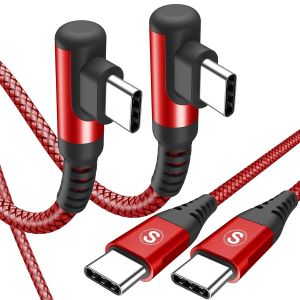 Eryi-Câble Usb C Vers Usb C 90 Degrés [1m,Lot De 2] Pd 60w Charge Rapide Câble Type C Compatible Avec I Phone 16 15 Pro Mxa Puls,Macbook Pro/Air Ipad Pro¿Samsung Galaxy S24 S23 S22 S21 S10 S9,Huawei, - Neuf