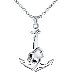 Kal-Hommes Colliers Pendentifs Ancre En Acier Inoxydable Cr&eacute;atif Pendentif T&ecirc;te De Mort D'halloween Mode Bijoux Hip Hop Adolescents Accessoires D&eacute;coration - Neuf