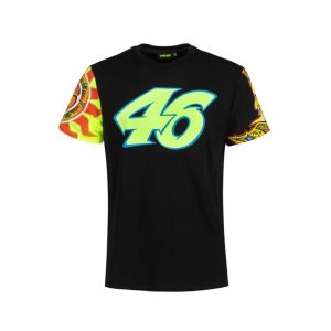 T-Shirt Sole Luna Rossifumi Heritage Vr46 Moto Gp Officiel Noir - Neuf
