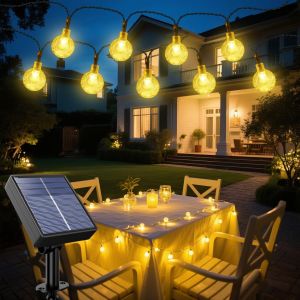 Kalanka-Solaire Guirlande Exterieur Lumineuse 10m 100led, Ext&eacute;rieur | 8 Modes De Clignotement | Ip65 &Eacute;tanche | Autonomie 13h+ |Guirlande Lumineuse Solaire Pour Jardin, Cour, Mariage, F&ecirc;te, D&eacute;coration - Neuf