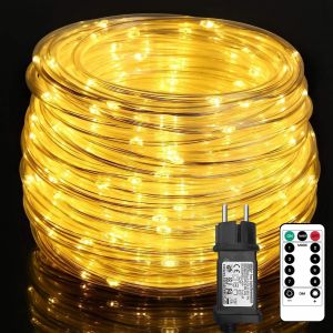 KAL-Tube Lumineux Led De 10 M 100 Led Étanche Blanc Chaud Pour L'Intérieur Et L'Extérieur Pour Fête, Mariage, Noël Lumière Décorative 8 Modes Et Luminosité À Intensité Variable - Neuf