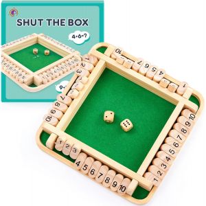 Sansh-Shut The Box, Jeu De Dés En Bois Pour 1 À 4 Joueurs, Jeu De Société Enfant 3 4 5 Ans, Shut The Box Jeux De Mathématiques, Jeu De Table En Bois Pour La Maison, La Fête, Le Voyages Ou Le Bar - Neuf