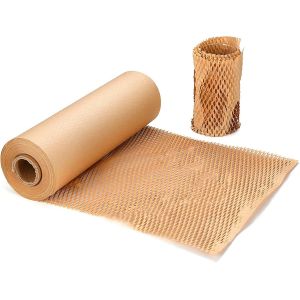 Papier demballage kraft Rouleau d'enveloppe de rembourrage en nid d'abeille ,Papier d'emballage Kraft écologique pour fragile l'emballage de déménagement de papier cadeau¿38cm*50m¿ - Neuf