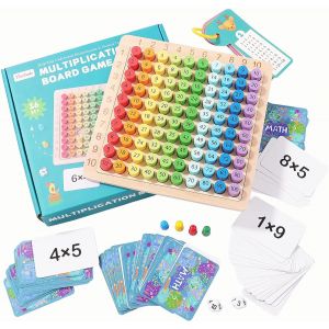 KAL-Montessori - Planche De Multiplication En Bois - Table De Multiplication Pour Enfants - 1 X 1 - Jeu D'Apprentissage Pour Les Manipulations Mathématiques - Jouet De Comptage Pour Enfants - Neuf