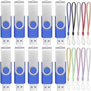 Clé USB 2.0 256 MB Lot de 10 Clefs USB Mémoire Stick Pivotante Petite Capacité Cle USB 256Mo Lecteur Flash USB Bleu Clef USB PenDrive avec Cordes - Neuf