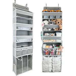 Senior-Organisateur De Rangement À Suspendre Sur La Porte Avec 3 Compartiments, 1 Sac À Langer Mobile, 1 Grande Capacité, 10 Poches Latérales, Rangement Pour Porte De Chambre D'enfant.[L109] - Neuf