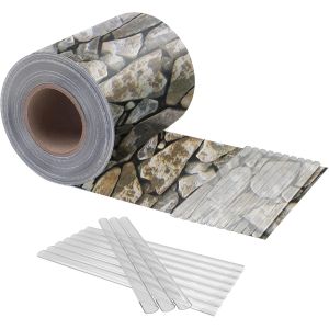 Ulteronixshop-Brise-Vue pour Cl&ocirc;ture Double Barreaux 35m x 19cm - Rouleau PVC Renforc&eacute; 450g/m&sup2; - R&eacute;sistant UV et Intemp&eacute;ries - Protection Visuelle Totale - Inclus 20 Clips (Pierre) - Neuf