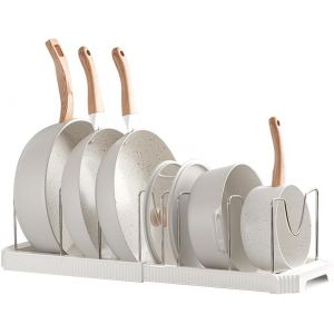 Ershi-Rangement Poele Et Casserole Pour Tiroir Cuisine, Organisateur Casserolier, Range Couvercle Avec 7 Compartiments Réglables, [2586] - Neuf