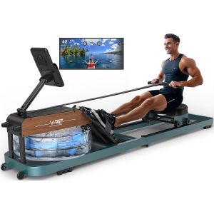 Checarzhn--No1-Rameur Pour La Maison, Rameur À Eau Avec Moniteur Bluetooth Et Support De Tablette Réglable, Rameur Pliable Appartement, Rameurs Capacité De Poids 160kg, Assemblage Facile - Neuf