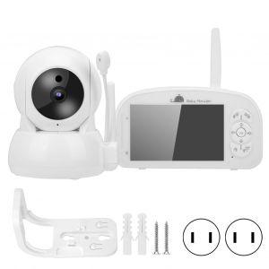 Babyphone avec ecran TFT 5 pouces, camera PTZ 1080P, vision nocturne, detection de temperature, audio bidirectionnel, prise 100-240 V US - Neuf