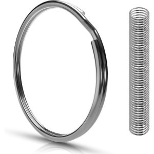 KAL-Porte-Clés 20Mm - 50 Pièces | Acier Trempé | Nickelé | Couleur Argent - Neuf