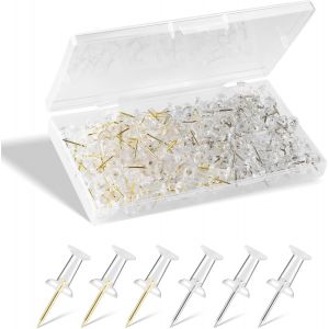 Chenquansarl-Lot De 200 Puna S Transparentes De 23 Mm Avec 1 Bo&icirc;te De Rangement - Pour Bricolage, D&eacute;coration De Cartes Murales, Tableaux D'affichage, Plaques En Li&egrave;ge - Neuf