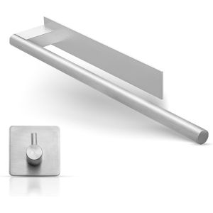 Tzf-Orza®C Porte-Serviettes Adhésif Argenté 39 Cm - Acier Inoxydable Brossé Sans Perçage Avec Crochet Adhésif Et Ruban Supplémentaire - Idéal Pour Salle De Bain Et Cuisine Moderne - Neuf