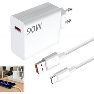Chargeur Rapide 90W Avec 6A Câble Usb C 1,5M,Chargeur Charge Rapide Pour Xiaomi 15 Ultra 14T 14 13T 13 Ultra Pad 7 Poco X7 Pro X6 M7 F7 F6 F5 F4 Redmi Note 14 13 12 11 Pro[Z871] - Neuf