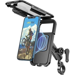 Support De T&eacute;l&eacute;phone Sans Fil &Eacute;tanche Pour Moto,Chargeur Sans Fil Qi/Usb C Antivol Sur Le Guidon,Rotation &Agrave; 360&deg; Pour Les Smartphones De 3,5"" &Agrave; 6,1""(Taille S) - Neuf