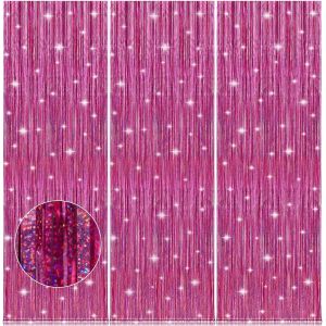Ayuhr-Ensemble De 3 Pièces De Rideaux En Métal Noir Décoration De Fête 1x2.5m Serpent Noir Décoration D'anniversaire Brillant Rideau De Fond, Noir Glitter Rideau Halloween Décor Graduation Décor. - Neuf