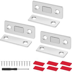 Kalanka-Loquet Magnetique Aimant Porte Placard, 3 Pièces Très Mince Loquets Magnétiques À Coller Aimant Fermeture Adhesif Meuble Aimant Puissant Porte Coulissante D'armoires De Cuisine - Neuf