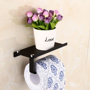 Porte-Serviettes En Papier En Acier Inoxydable 304 De Type B Noir, Support De Salle De Bain, Support De Téléphone Portable - Neuf