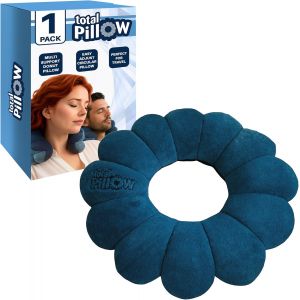 Ulteronixshop-Oreillers en Forme de Donut pour Avion et Voyage, Coussin de Nuque Confortable en microbilles pour Cou, t&ecirc;te, Dos, Soutien Lombaire et pelvien, s'adapte &agrave; de Nombreuses Positions, Bleu - Neuf