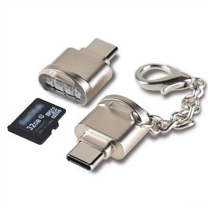 Lecteur de carte SD or , 2 lecteurs de carte USB C Micro SD pour connecter des cartes m&eacute;moire TF &agrave; des appareils &agrave; interface de type C adaptateur de carte m&eacute;moire USB avec porte-cl&eacute;s. - Neuf