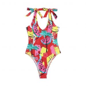 Femmes Maillot De Bain Une Pièce Col V Plage Imprimé Bas Dos Maillots De Bain Maillot De Bain - Neuf