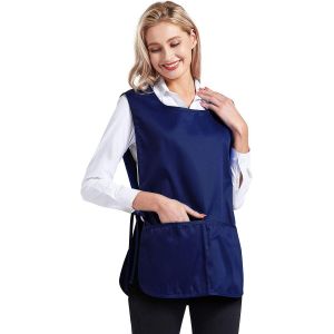 Ershi-Tablier Pour Femmes Plaine Large Pocket Side Fastening Tablier Rouge Bleu Royal Avec Profondes, Blouse Avec Attaches Latéral[1233] - Neuf