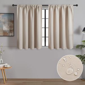 Eryi-Rideaux Occultants Salon Rideaux Insonorisés Pour Portes Froides Cuisine Designs Modernes Beige 60l X 90h Cm (2 Panneaux) - Neuf