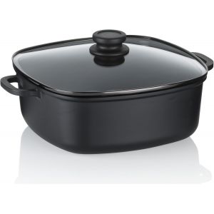 LETNERNY-Mijoteuse 28 Cm Bord Haut Atura, Poêle À Servir À Induction Avec Couvercle 6 L, Fonte D'Aluminium À Revêtement Céramique, Poêle À Paella - Neuf