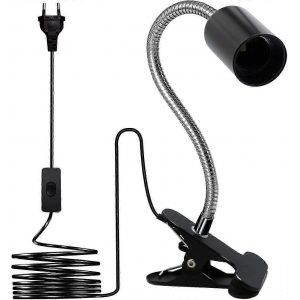 Douille D'ampoule À Pince E27,Lampe À Pince,Douille À Col De Cygne De 350 Mm,Réglage À 360 Degrés,Clip De Base En Métal,Câble D'interrupteur De 220 Cm,Projecteur E27 Pour R - Neuf